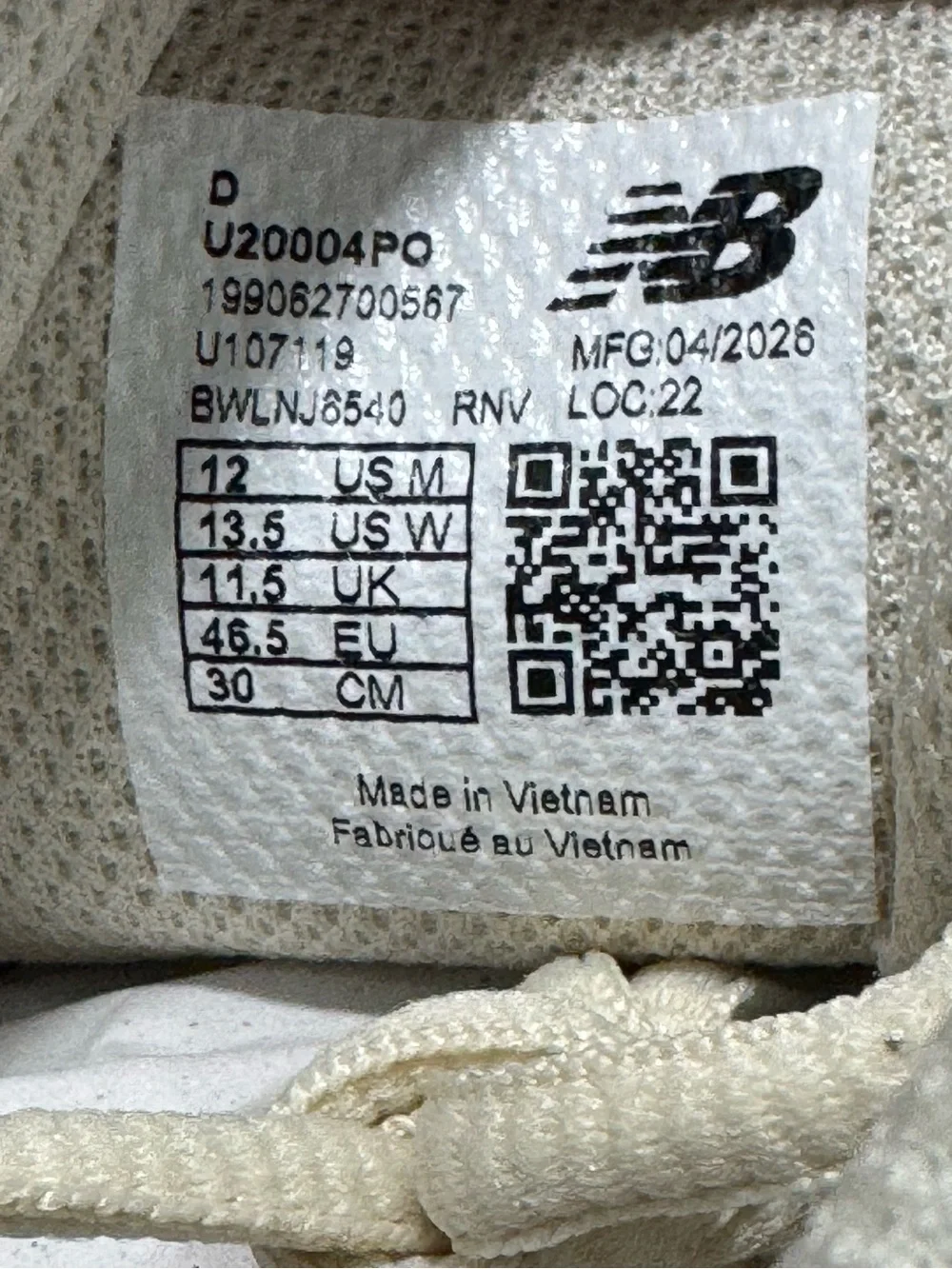 New Balance Abzorb 2000 Linen Sea Salt Sneakers Men’s Size 12 U20004PO